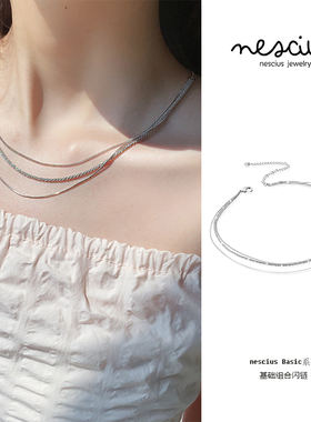 nescius三层叠戴项链女锁骨链