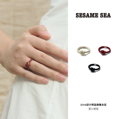 SESAMESEA珐琅小众原创爱心戒指