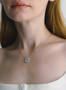 CINNLER“梦境浮菊”高级感小众拉丝雏菊925银项链轻奢气质锁骨链