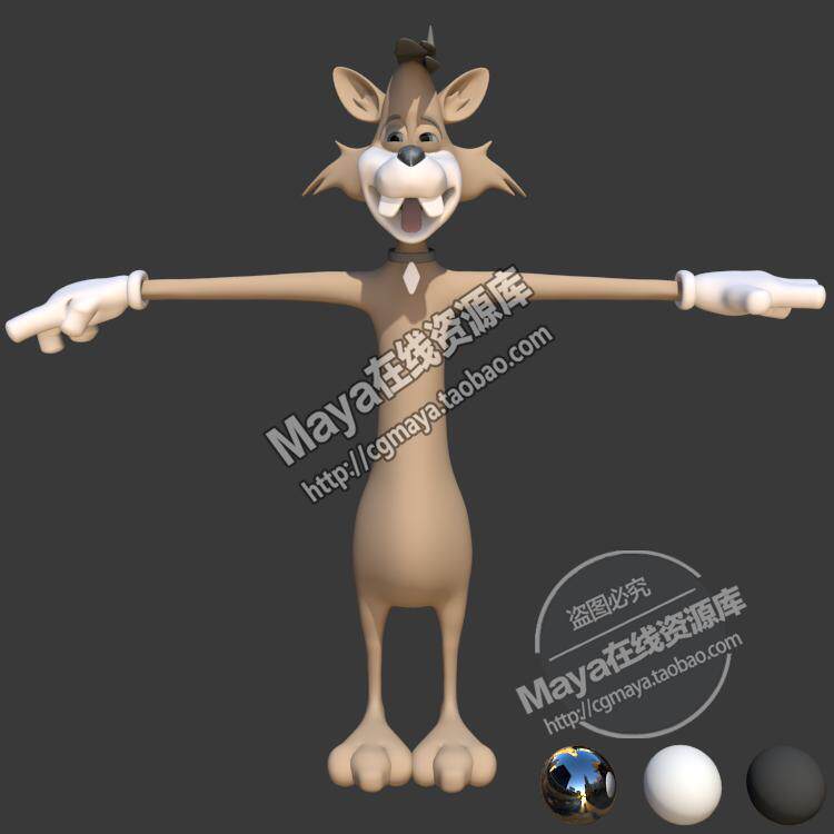 maya 模型 素材 卡通模型 卡通动物  汤姆猫 带材质/绑定/表情