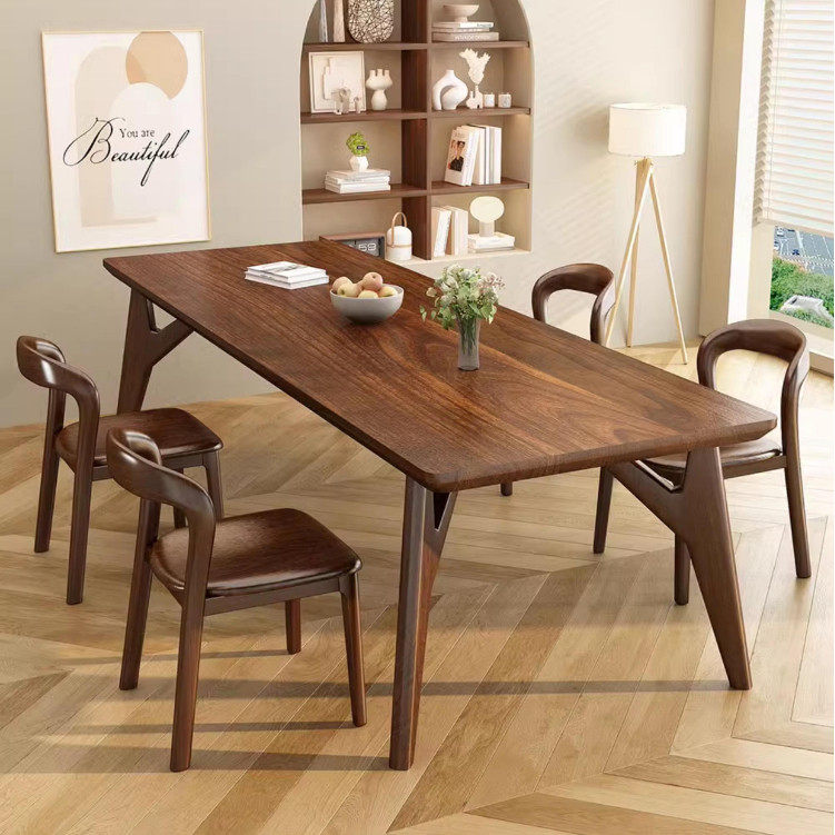 简约现代实木原木餐桌椅