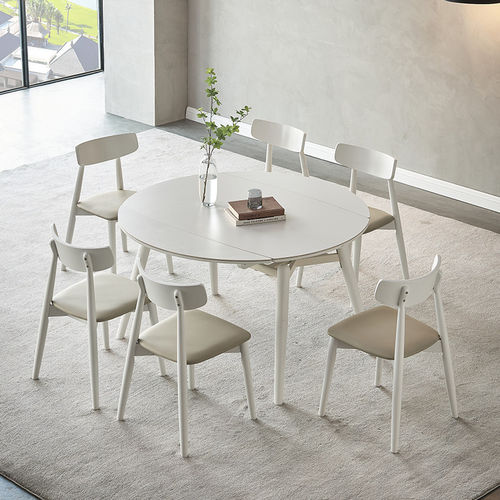 可伸缩折叠岩板圆桌子现