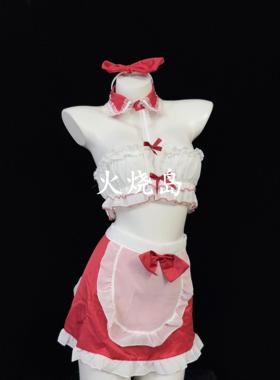 火烧岛 性感纯欲风女佣围裙抹胸套装