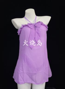 火烧岛 性感纯欲风露背吊带睡裙套装