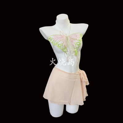 性感复古蝴蝶结旗袍围裙分体套装