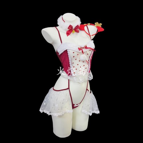 【送圣诞礼盒】火烧岛 性感纯欲圣诞兔女郎连体衣套装