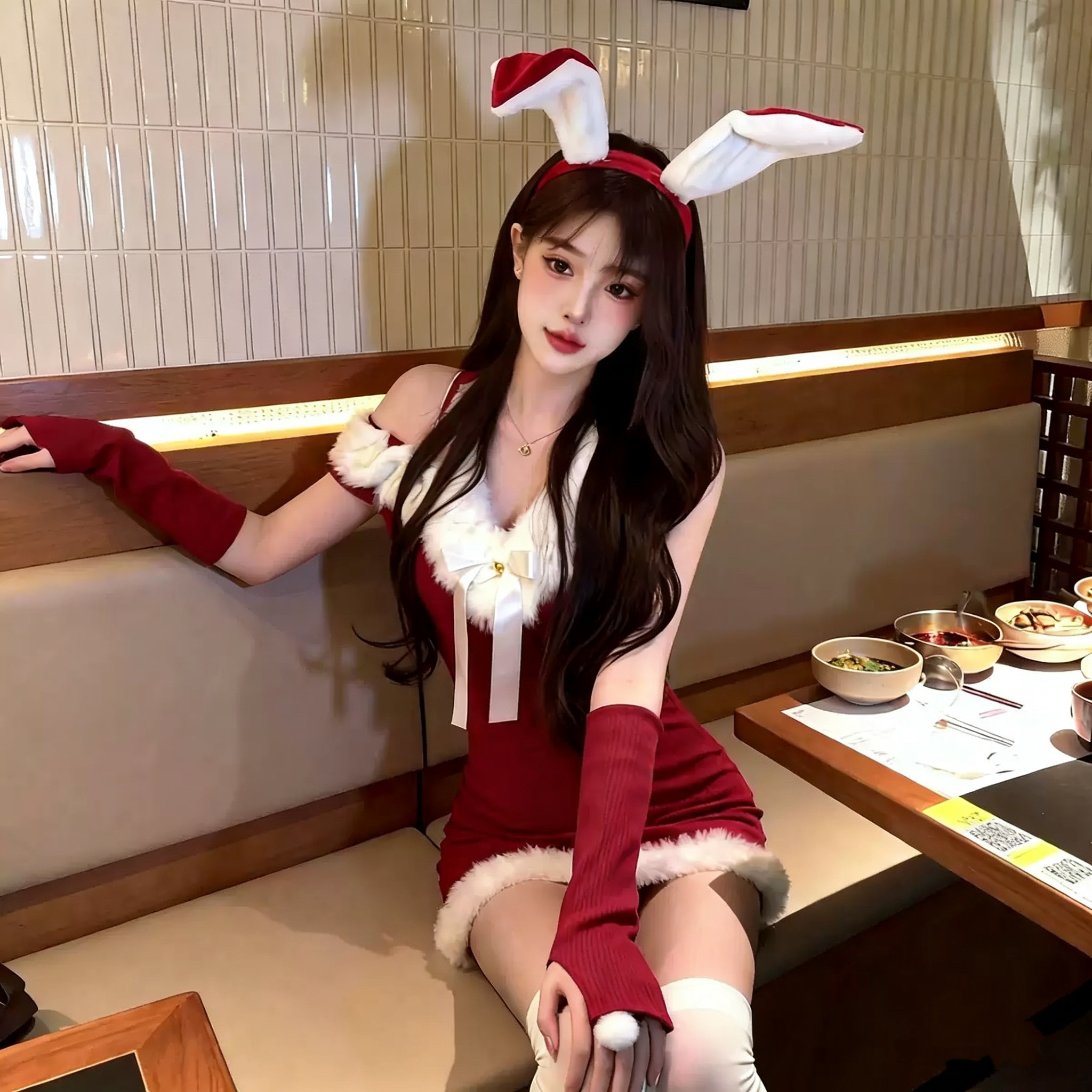 火烧岛  真兔毛 原创圣诞新年情人节红色连衣裙,女士内衣/男士内衣/家居服,内衣配件,淘宝优惠券,粉丝福利购,淘宝优惠卷