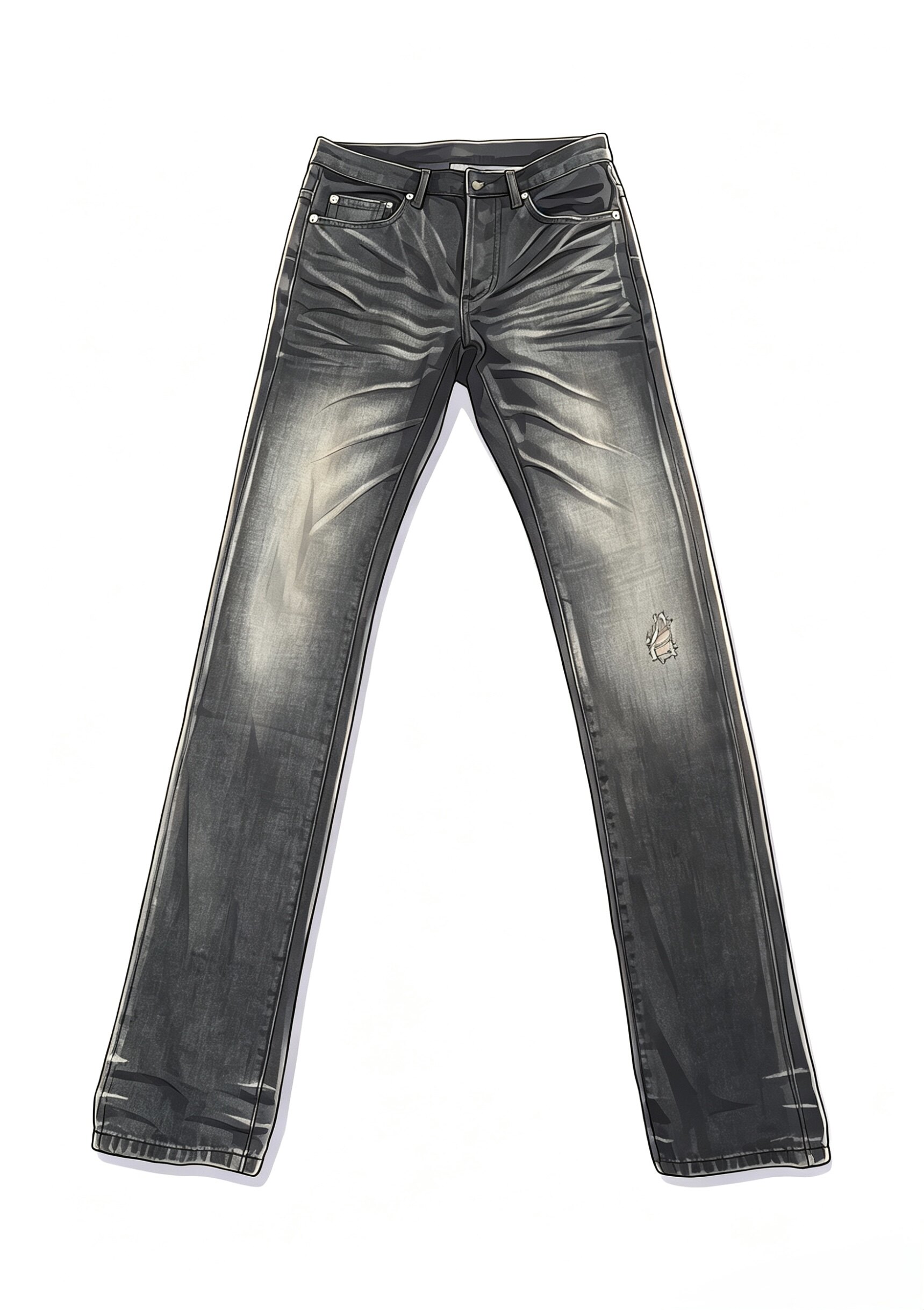 thumbnail for DH SS03 Clawmarks Jeans Ghost Paw Cat Whisker Gray-Black Washed Distressed Denim Jeans