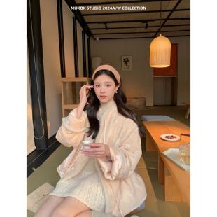 独特绝美厚外套过冬金丝烧花肌理感新中式外套拼接定染水貂毛