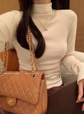 王牌内搭系列~时尚半高领针织衫毛衣简约长袖显瘦打底上衣