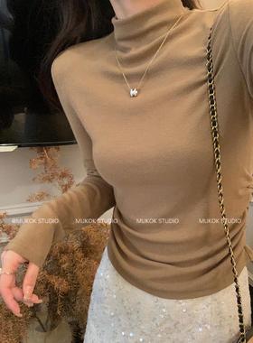 王牌内搭系列~时尚半高领针织衫毛衣简约长袖显瘦打底上衣