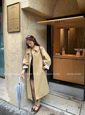 柏林傍晚~高级感休闲风衣中长款卡其色廓形经典外套春季