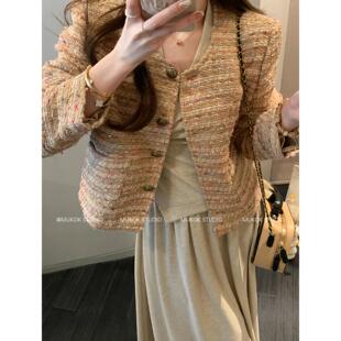 高品质重工粗花呢小香风羊毛短外套女2024新款高级感上衣