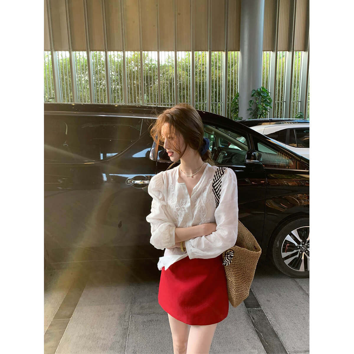 浪漫定格miu系红色半身裙a字短裙