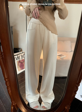 高腰垂感休闲裤 2024冬季百搭阔腿长裤100%垂感材质