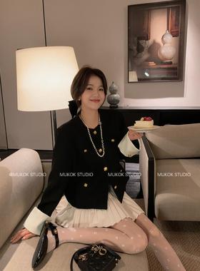 高级感黑色小香风短外套女2025春季新款显瘦气质短款上衣