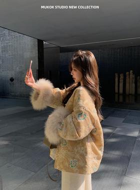 三星90羽绒狐狸毛重工国风轻奢新中式小个子中长款厚外套