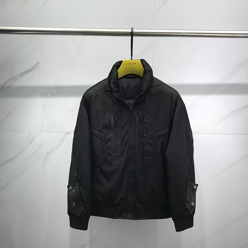 欧货时尚潮牌立领羽绒服男士2025冬季新款绵羊皮拼接白鸭绒外套潮