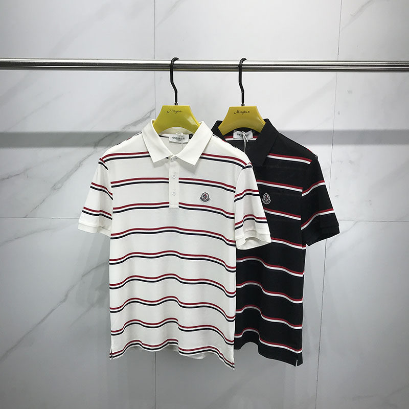夏季短袖休闲个性条纹翻领polo衫