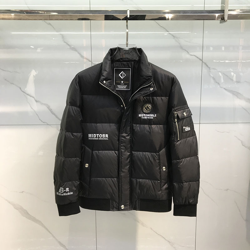 时尚百搭立领休闲短款印花羽绒服