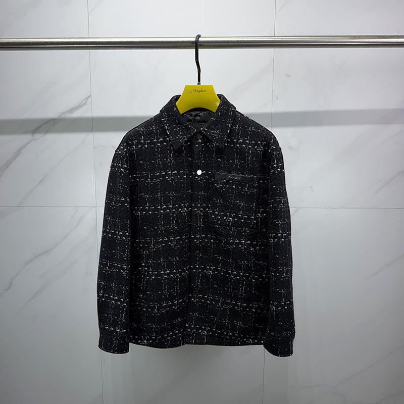 欧货潮牌翻领羽绒服夹克男2026冬季新款格子拼接休闲宽松保暖外套