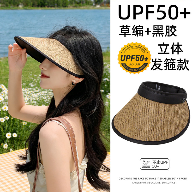 夏季女空顶大檐防紫外线遮阳帽