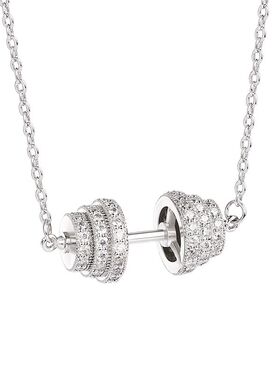 流行满钻健身潮牌哑铃项链杠铃锁骨链小众轻吊坠嘻哈2024礼物