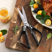 信作 大马士革钢剪刀厨房多功能剪鸡鱼肉骨头专用强力剪子食物剪