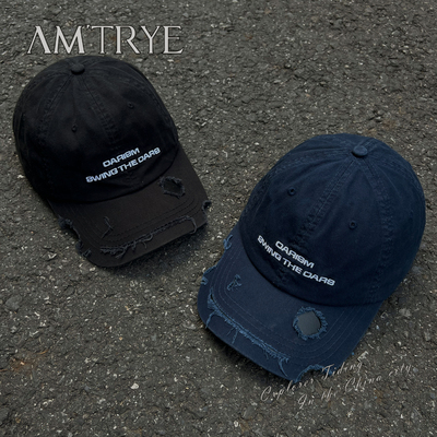 破洞做旧鸭舌帽男款大头围显脸小