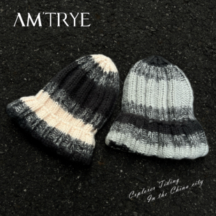 AMTRYE 大头围粗针织帽男款加绒加厚毛线帽男秋冬季冷帽堆堆帽子