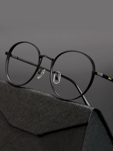 木川 Японский круглый ретро чистые титановые очки рама миопия рамки мужская ультра -светлая черная ящик с большим лицом круглой каркасы женственное лицо