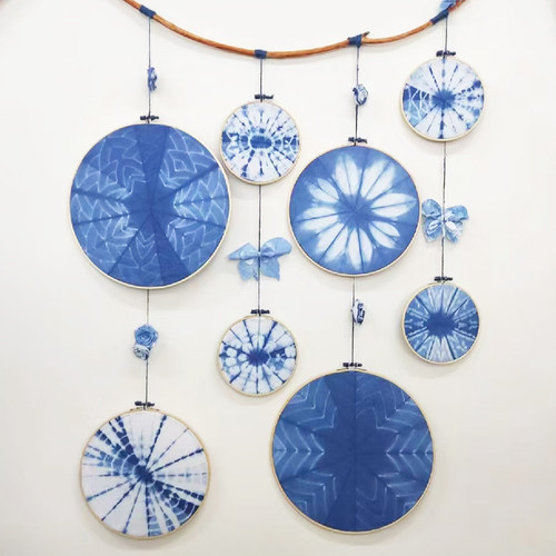 扎染diy材料包幼儿园空中环创吊饰竹绣绷圈扎染染料方巾工具套装