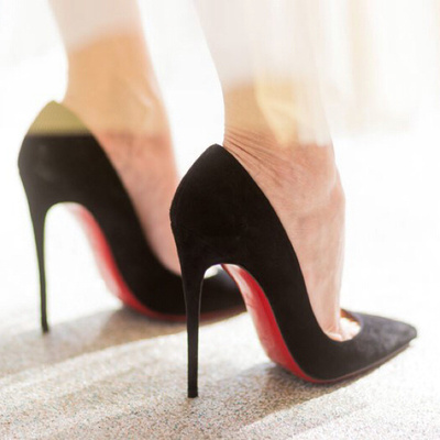 红底高跟鞋法式床上时尚黑色单鞋