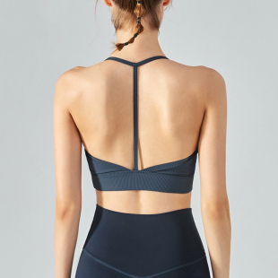 ANNA健身T字背挂脖吊带美背文胸防震运动内衣女士带胸垫瑜伽背心