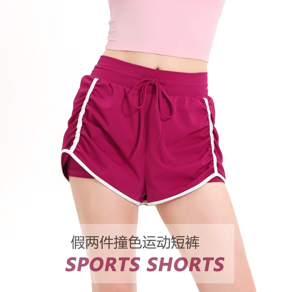 运动短裤女夏季防走光外穿速干跑步健身速干三分裤假两件瑜伽裤
