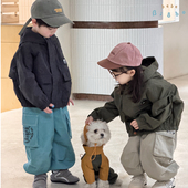 休闲夹克外衣男女宝 新款 bi8bo童装 儿童格子外套冲锋衣2026春季