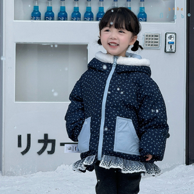 bi8bo双面穿碎花羽绒服杜邦三防