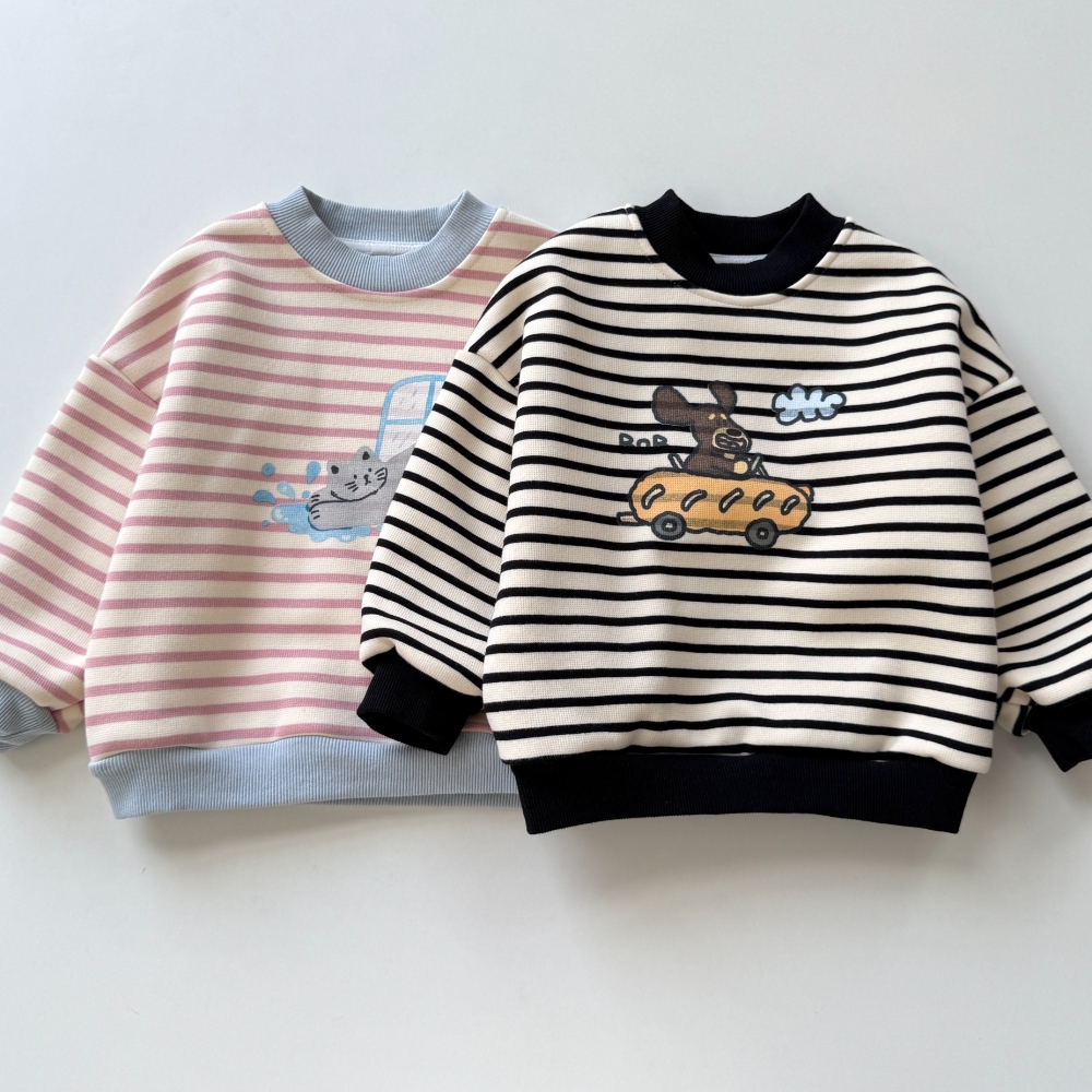 条纹卫衣2025深秋冬款加绒加厚