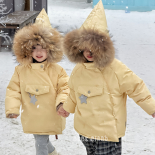 bi8bo儿童羽绒外套三防安心绒尖尖帽2025冬季宝宝羽绒服童装31517