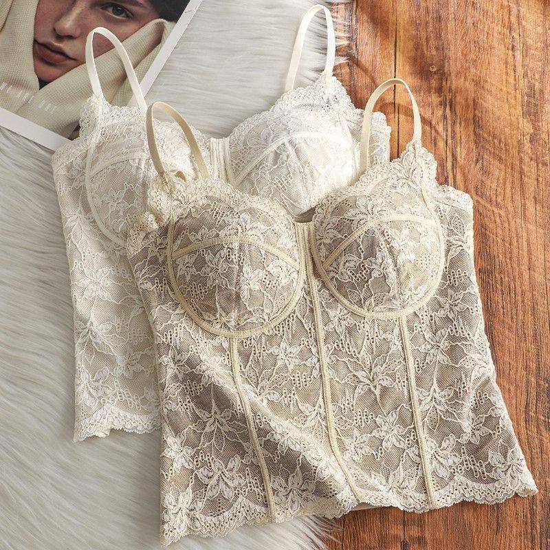 6100设计感蕾丝背心带胸垫内搭外穿打底美背吊带内衣时尚修身百搭