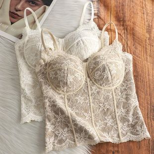 6100设计感蕾丝背心带胸垫内搭外穿打底美背吊带内衣时尚修身百搭