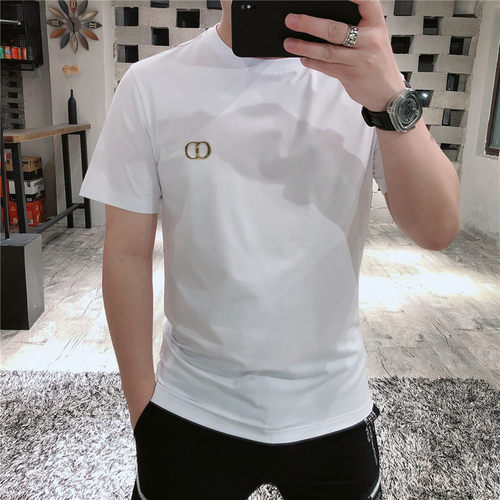 短袖欧洲站青中年丝光棉T恤男潮
