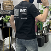 新款 修身 时尚 夏季 印花短袖 T恤男士 丝光棉上衣圆领半袖 欧货百搭潮i