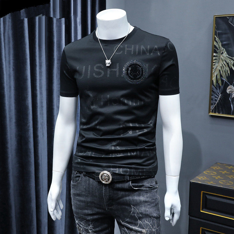 高端刺绣轻奢大牌短袖t恤男修身新款夏季男士体恤潮男装上衣半袖
