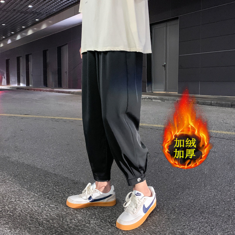 2020冬季新款韩版加绒加厚宽松潮流束脚休闲裤长裤-加绒K91-P50图片