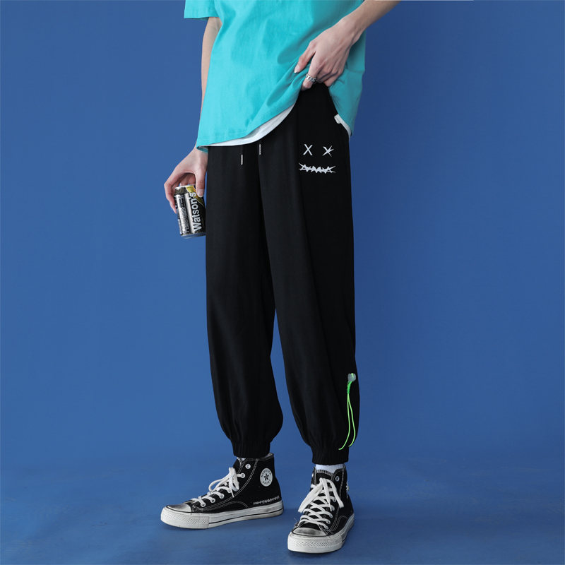 Spring and autumn new men's sports pants loose legged Korean fashion casual Capris