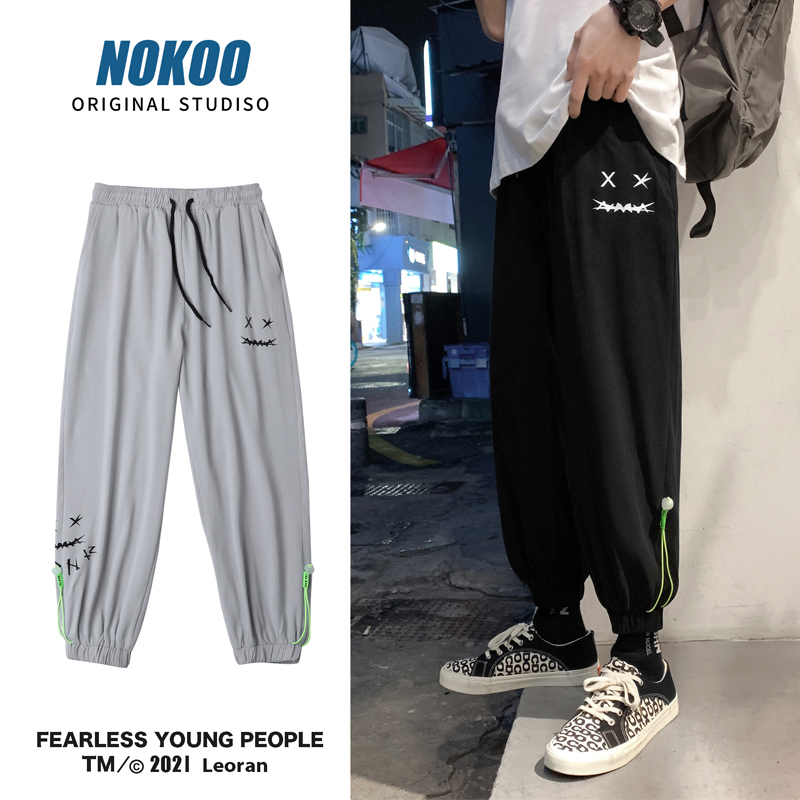 Spring new Korean Trend Capris men's fashion brand loose legged leisure sports pants
