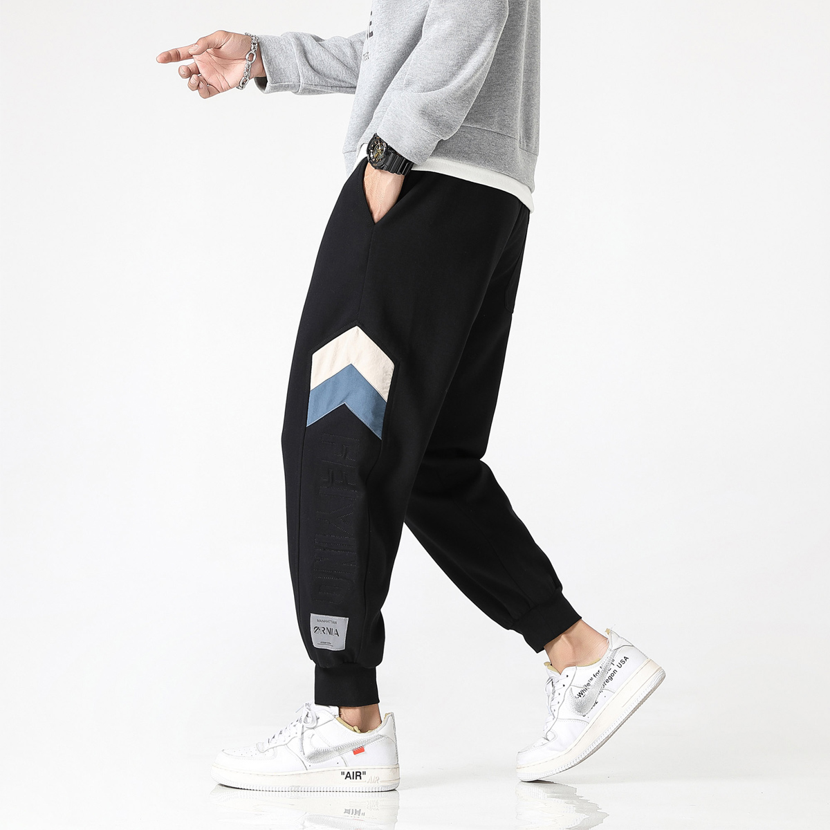 Autumn and winter big Terry sports Leggings men's fashion label loose and versatile nine division casual pants