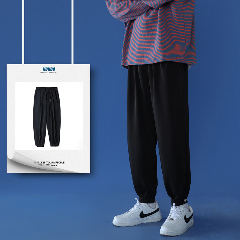 春季新款宽松透气坠感休闲裤男潮流哈伦九分裤子束脚裤k91-特P30，男装休闲裤，电商C305A