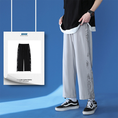 新款束腳運動九分褲男寬鬆潮流寬鬆直筒休閒褲子